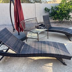 Two (2) Outdoor Wicker Brown Lounge Chairs (2 For $60)