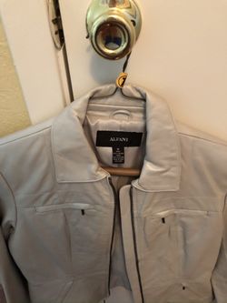 Light gray women leather jacket size medium