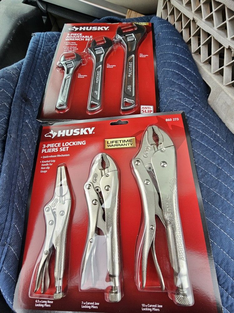 Husky Pliers Ser And Adjustable Wrench, New