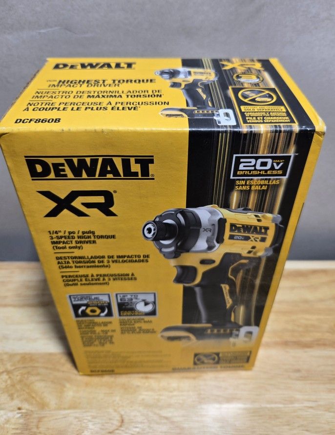 NEW DeWALT XR 20-volt Max 1/4-in Brushless Cordless Impact Driver, Wrench (Tool Only) DCF860B Drill