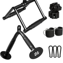 Cable Attachments for Gym, Heavy-Duty Cable Machine Attachment Set with LAT Pulldown, V Bar, Double D Handle, Ankle Straps, and Barbell Clamps