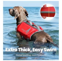 Vivaglory Red Dog Life Jacket with Gray Trim #doglifejacket #swim