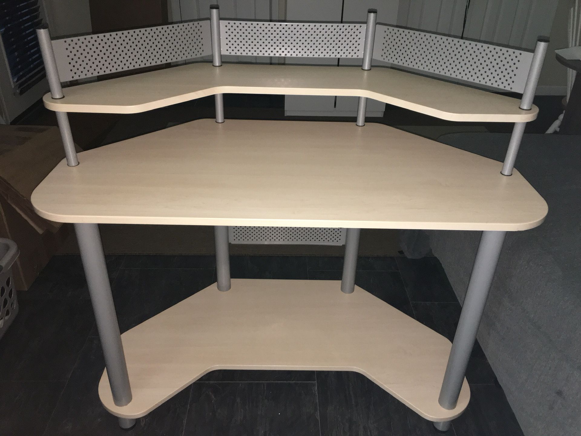 Calico Designs 55124 Study Corner Desk, Silver with Maple