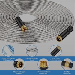 Garden Hose 100 FT, Metal Stainless Steel Water Hose
No Kinks, Flexible Hose, Lightweight, Puncture Proof, Heavy Duty Hose for Yard and Outdoor