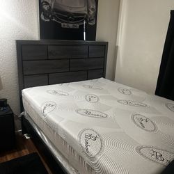 Queen Bed Frame, Spring Box And Mattress !