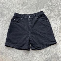Vintage 90s LEE High Waisted Black Denim Short Shirts Size 8 / 28”