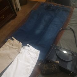  Lucky  Brand  Size 14  1 Seven  Size 12  Stretch DKNY Shorts 1 Earl White Skirt Denim  Bag New Wallet $15