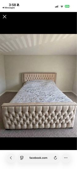 King Size Tufted Bed Frame + Mattress+ Box Spring -$650