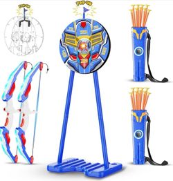 Kids LED Archery Toy Set with Suction Cup Arrows, Standing Target & Quiver, Indoor & Outdoor Sports Game for Ages 4–12