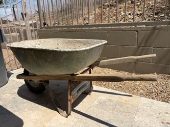 Antique Steel Wheel Barrel