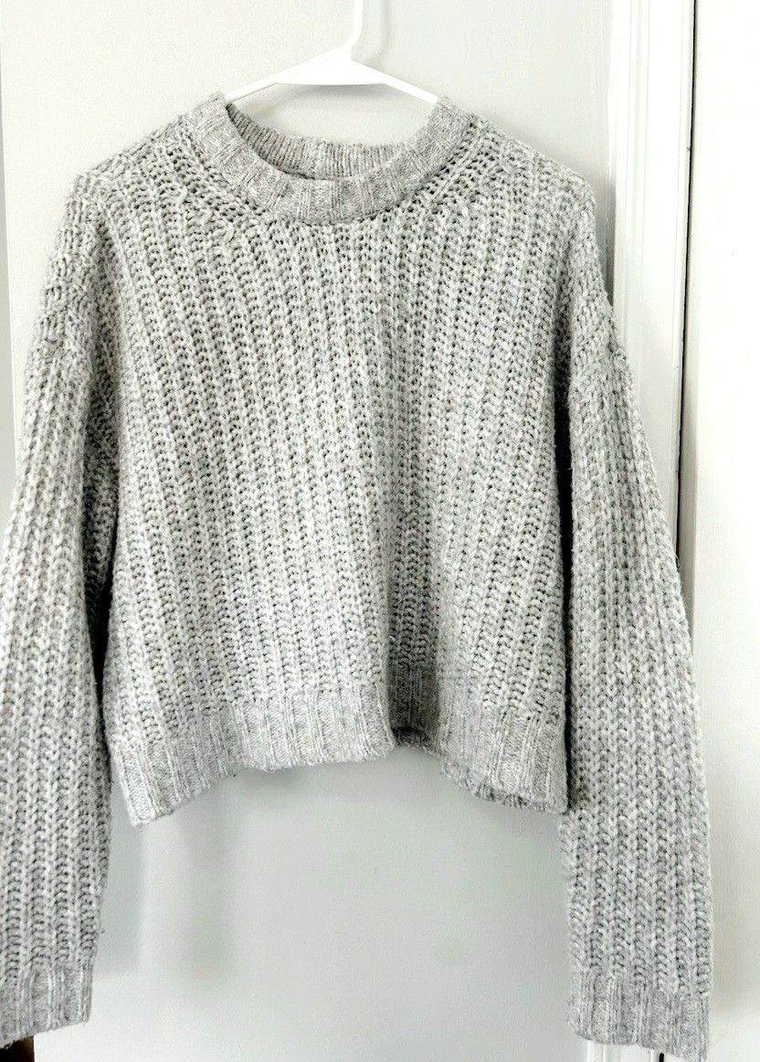 American Eagle  Women's Size Xs Extra Small Gray Cropped Knit Pullover Sweater Top
