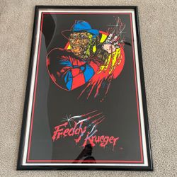 Vintage Freddy Krueger Blacklight Felt Poster Rolled 35”x23” Late 80s RARE READ!