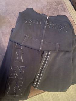 Pink Victoria Secret sweats and hoodie zip up black