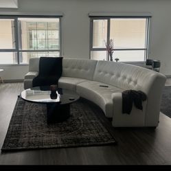 Genuine  White Leather Sofa 