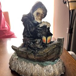 Reaper In Boat Back Flow Incense Burner