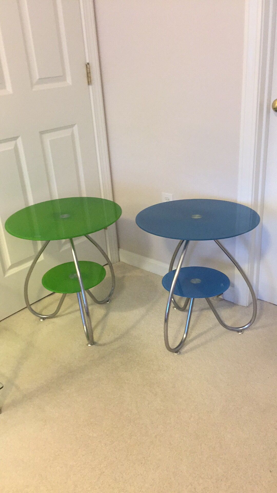 Nice two layers of glass coffee table or end table $30/ea