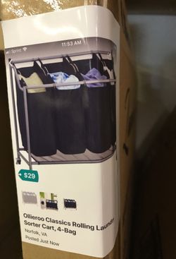 Ollieroo Classic Rolling Laundry Sorter Cart