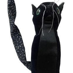 Vintage BLACK CAT plush finger puppet stuffed animal Fire Robin Puppets Vermont