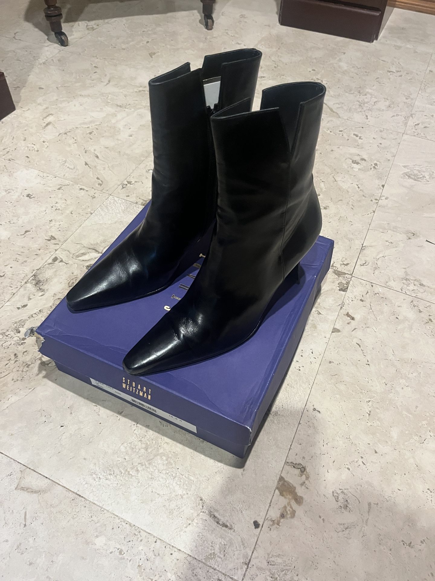 Stuart Weitzman Lust Black Leather Calf Boot Womens Shoes Size 10 M