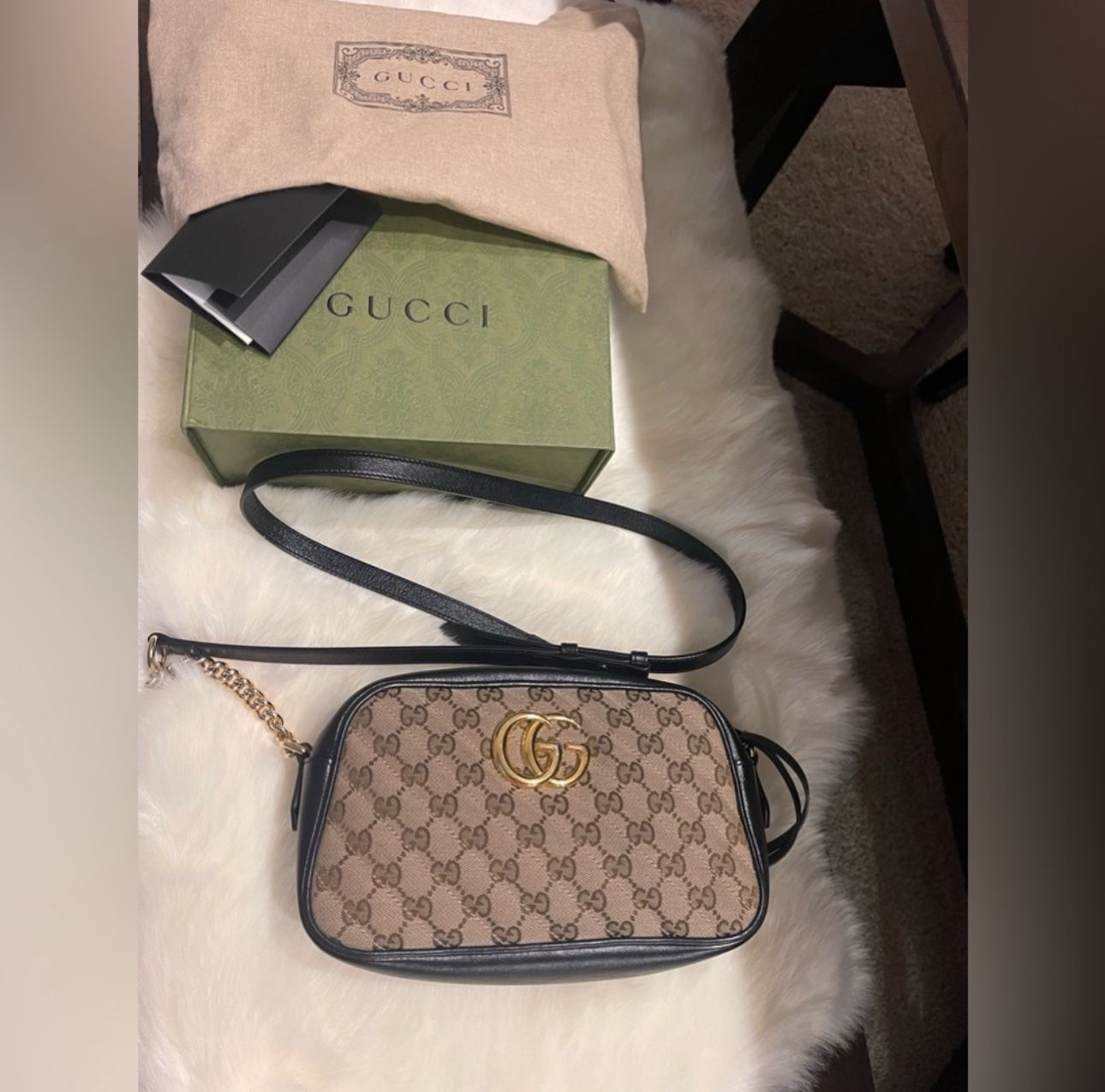 100% Authentic Gucci Marmont Small Shoulder Bag Original GG canvas