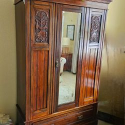 Antique English Walnut Victorian Armorie