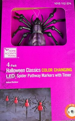 2 pack Home Accents Holiday Halloween Spider Pathway Markers 4-Pack
