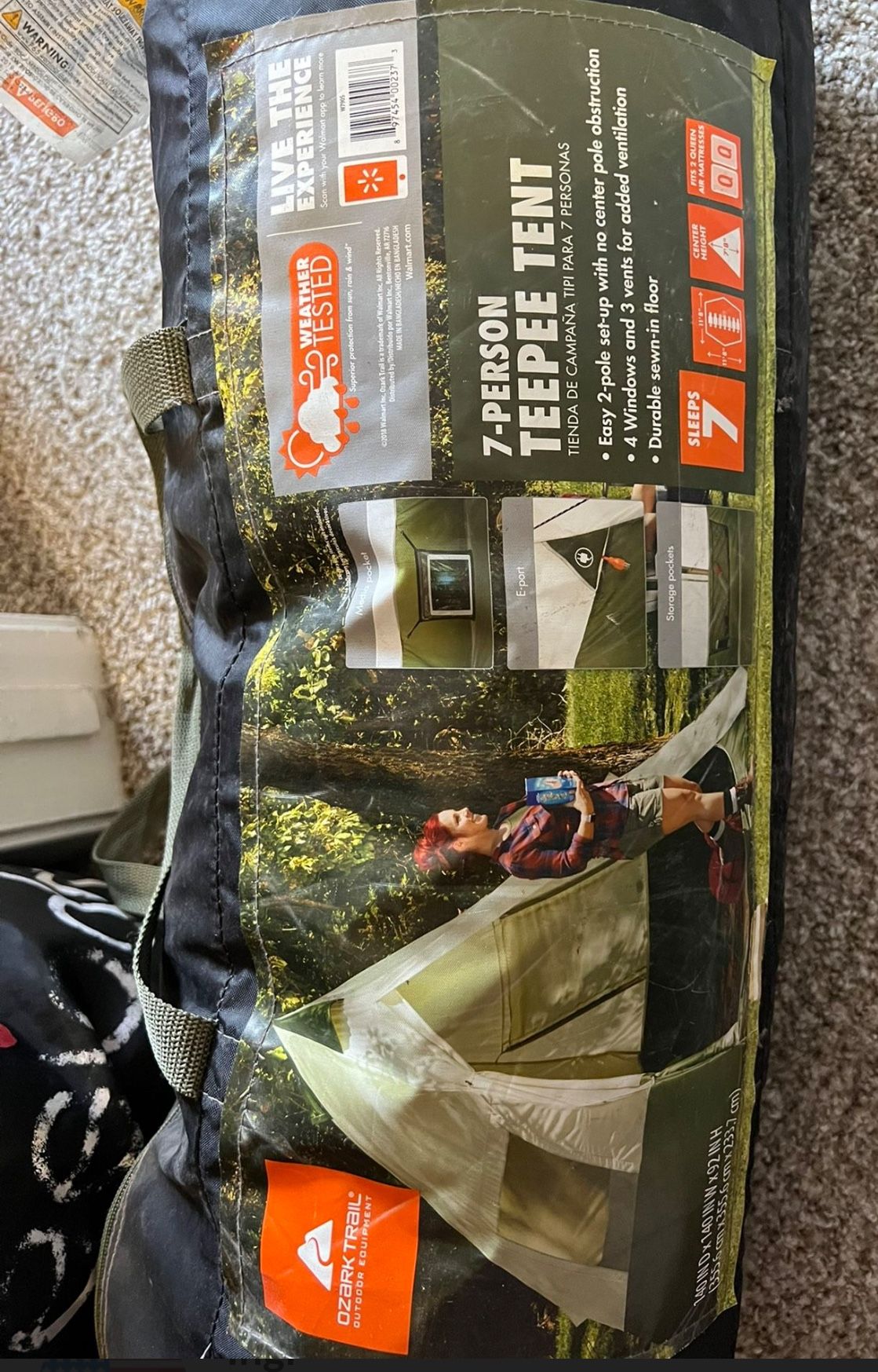 ozark trail tent 7 person teepee tent( used 1 Time)