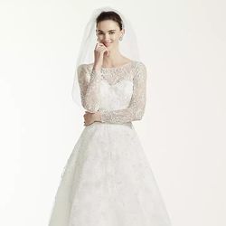 New With Tags Davids Bridal Tea Length Low Back  Wedding Dress Women's Size 4