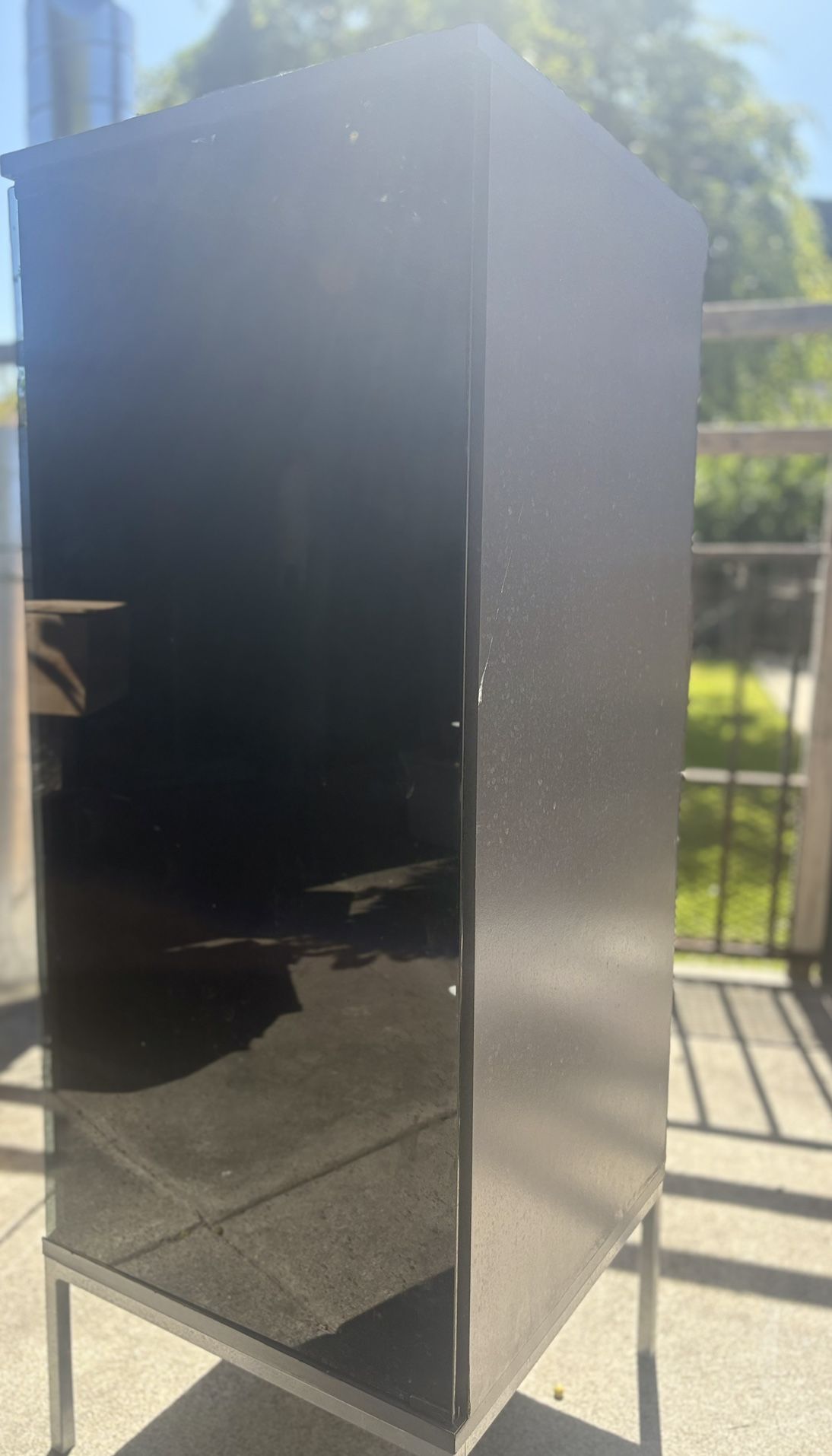 Grey Glass Door Vertical Storage Cabinet