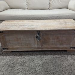 Whitewashed Wood Storage Chest