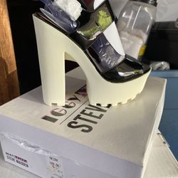 Steve Madden Women's Chunky High Heel Open Back Patent Leather Size 9
