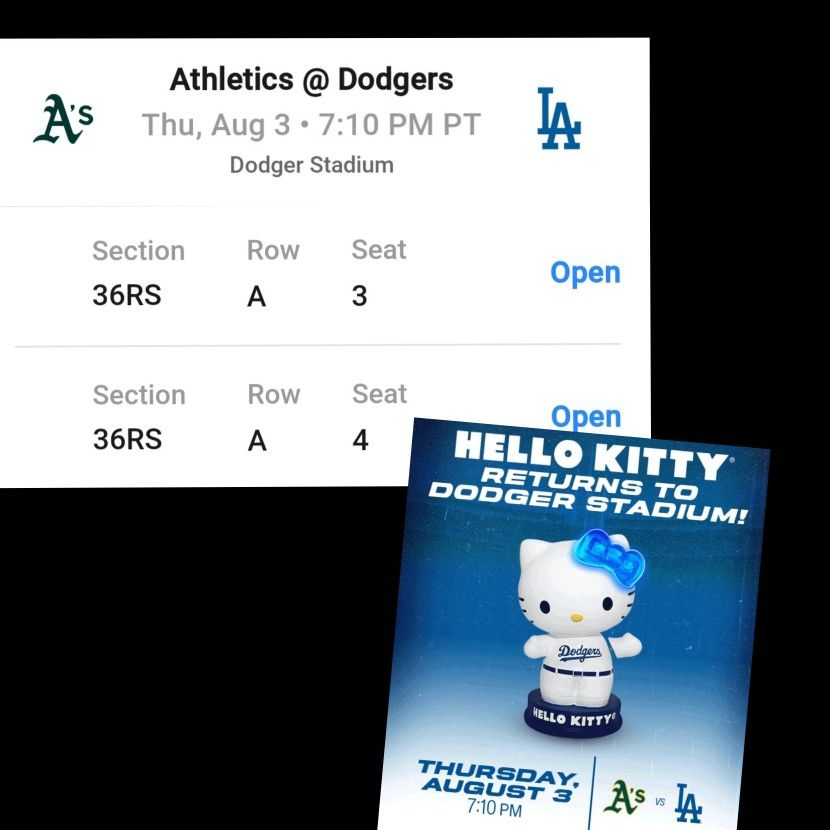 Hello Kitty Bobblehead Night. 2 Front Row Seats on 36RS. $55 Each