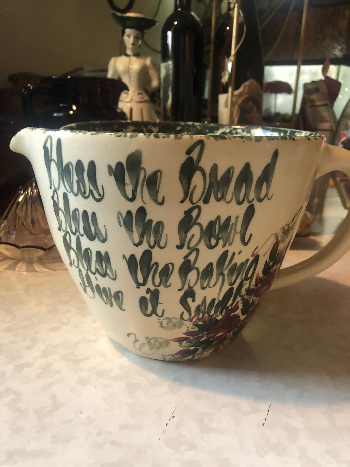 Vintage Pottery Sponge ware Batter Bowl