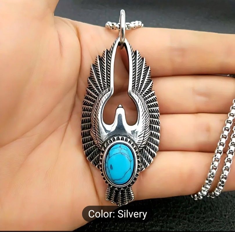 Eagle Turquoise Stainless Steel Necklace