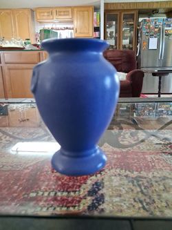 vintage matte blue art pottery vase