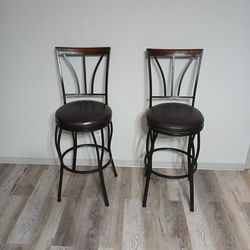 Leather seat swivel bar stools