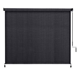 10 ft. x 8 ft. Graphite 200 GSM HDPE Fabric Roller Shades with Hand Crank, 95% UV Blocking for Yard, Deck and Pergolas