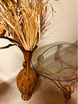 Vintage Coffee Table and Tall Vase