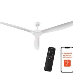 Tager 72 in. Smart Indoor/Outdoor Matte White Ceiling Fan with Remote Control Powered by Hubspace