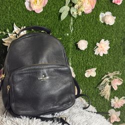 Kate Spade New York Pebbled Black Backpack Gold Hardware for Women