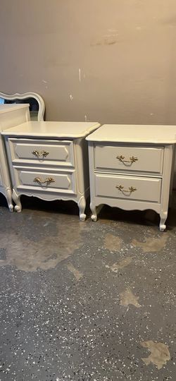 Two French Provincial white nightstands with bonus accent table too! $325 for all