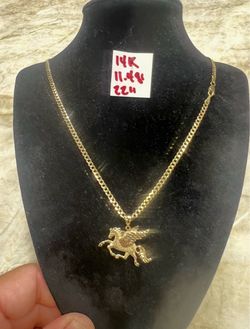 14K Solid Gold Chain and Pendant For Wedding 11.4Gr 22 Inches Long