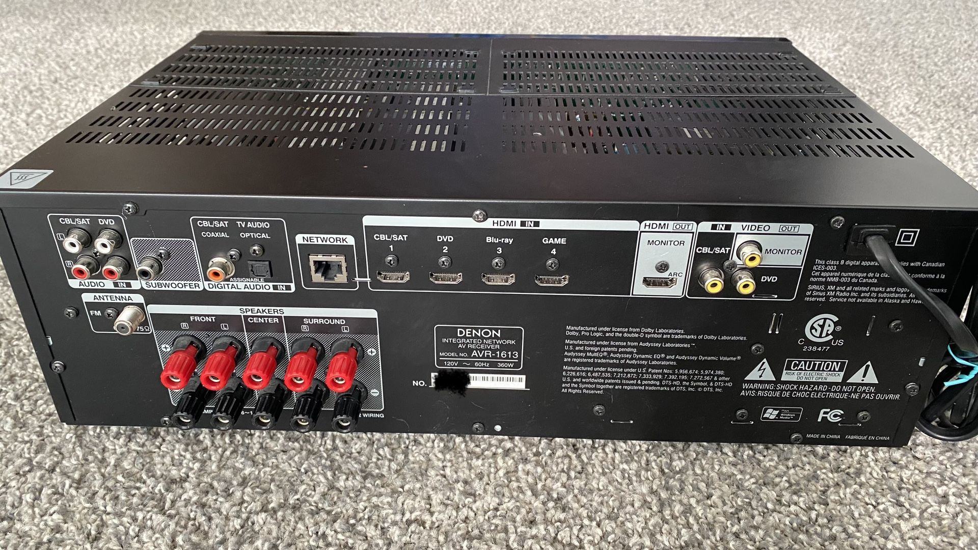 Denon Avr1613 5.1 Channel 3D Home Theater AV Receiver for Sale in