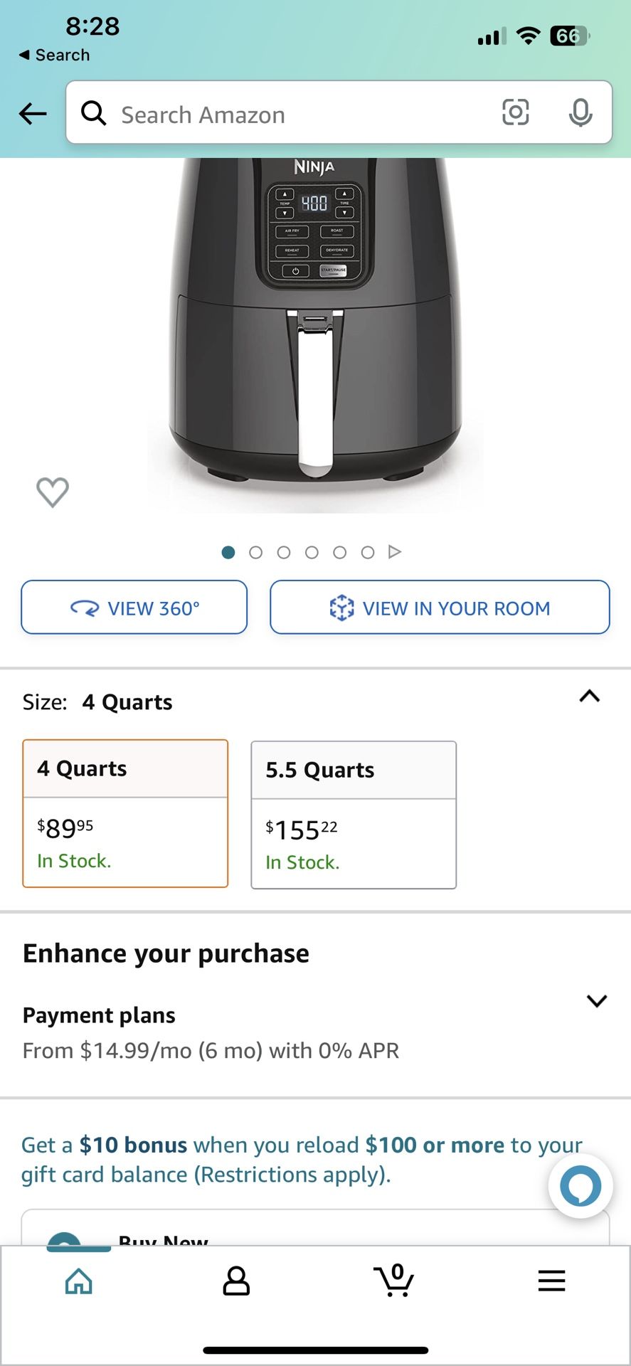Ninja AF101 Air Fryer that Crisps Roasts Reheats & Dehydrates for Quick Easy Meals 4 Quart Capacity & High Gloss Finish Black/Grey