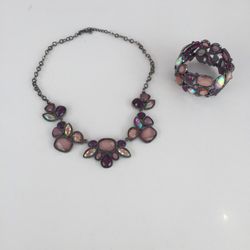 Nordstrom Purple Stone Statement Necklace and Bracelet