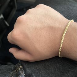 10K GOLD 2.4MM ROPE BRACELET 7.5 INCH - 8 INCH