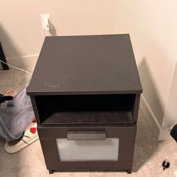 Black Nightstand with Drawer