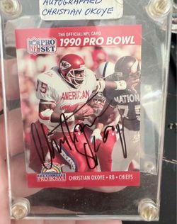 Autographed 1990 NFL Pro Set Christian Okoye Pro Bowl Card – Kansas City Chiefs