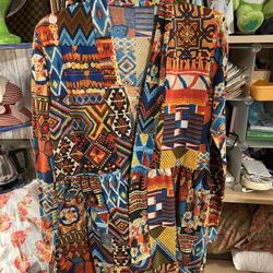 E2 Clothing Multi color Open Front Cardigan With drop waist Size Large excellent condition smoke fre