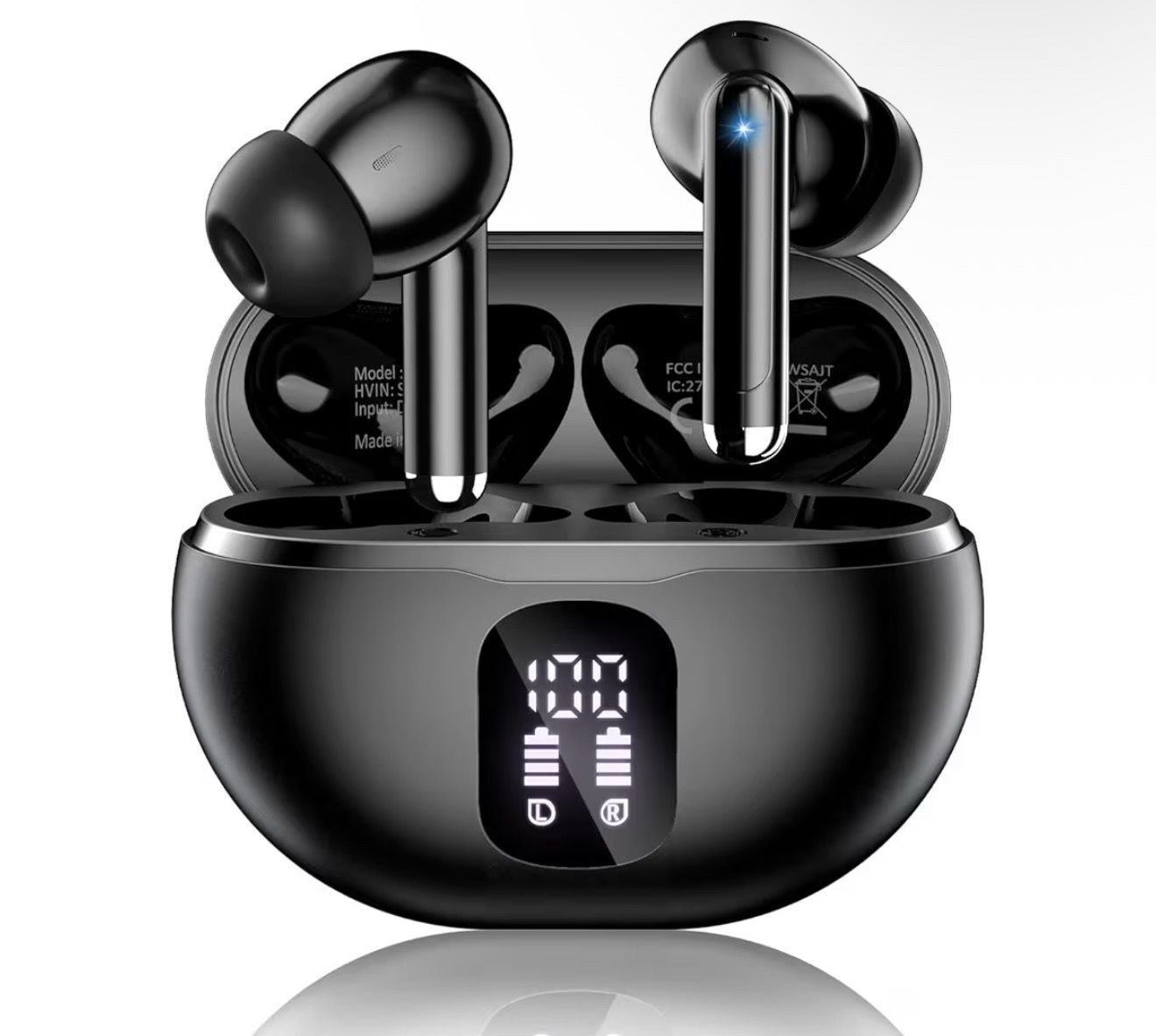 Wireless Earbuds, Bluetooth 5.4 Headphones with 50H Playback, Deep Bass Stereo Ear Buds Clear Calls with LED Power Display, IPX7 Waterproof, in-Ear Ea